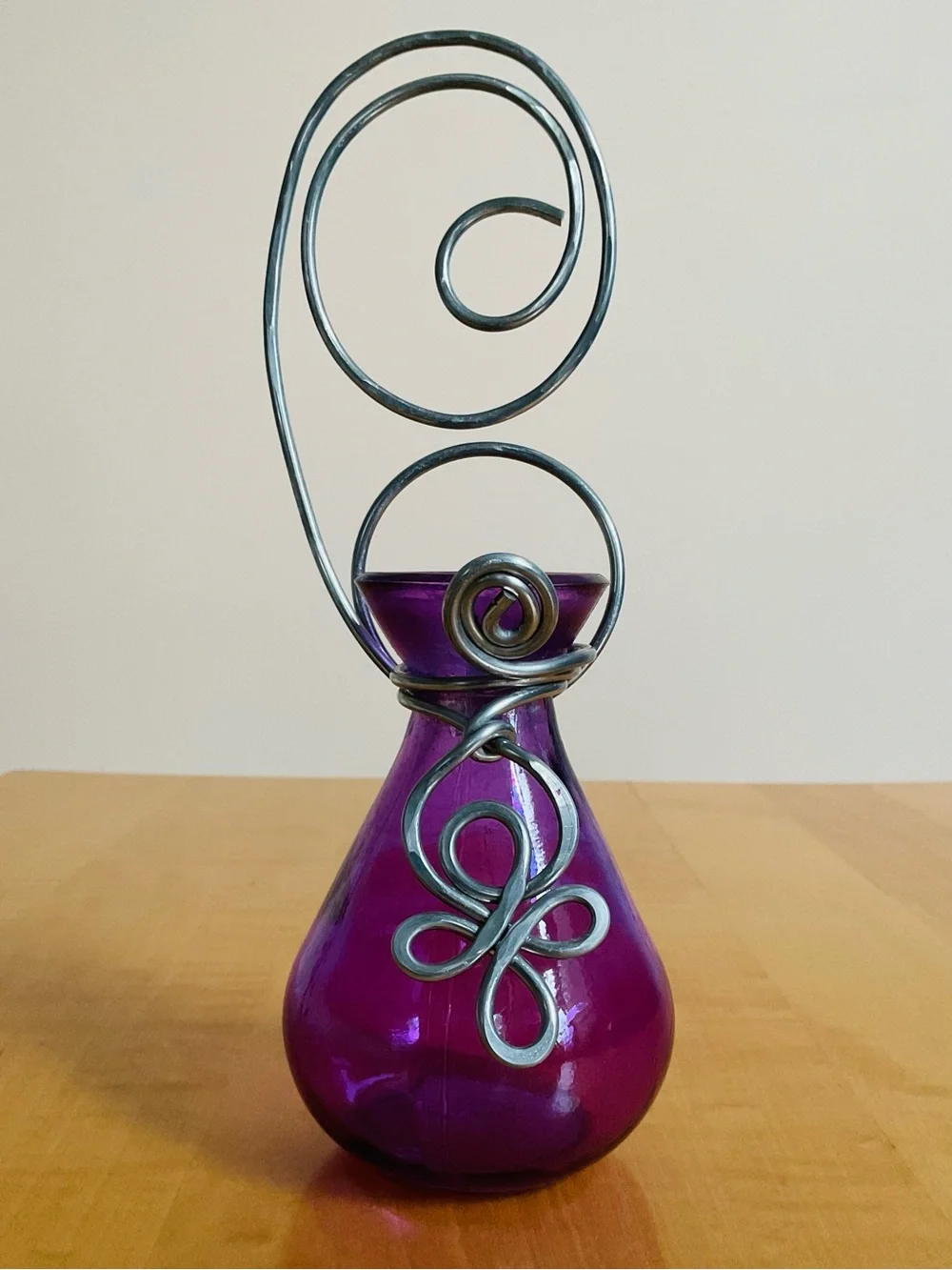 Purple Celtic Knot Hanging Glass Bud Vase Wall Decor